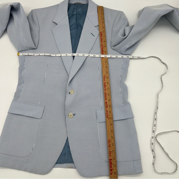 John Kent Collection Seersucker Blazer‎ Medium – Blue White Pinstripe - Picture 9 of 10